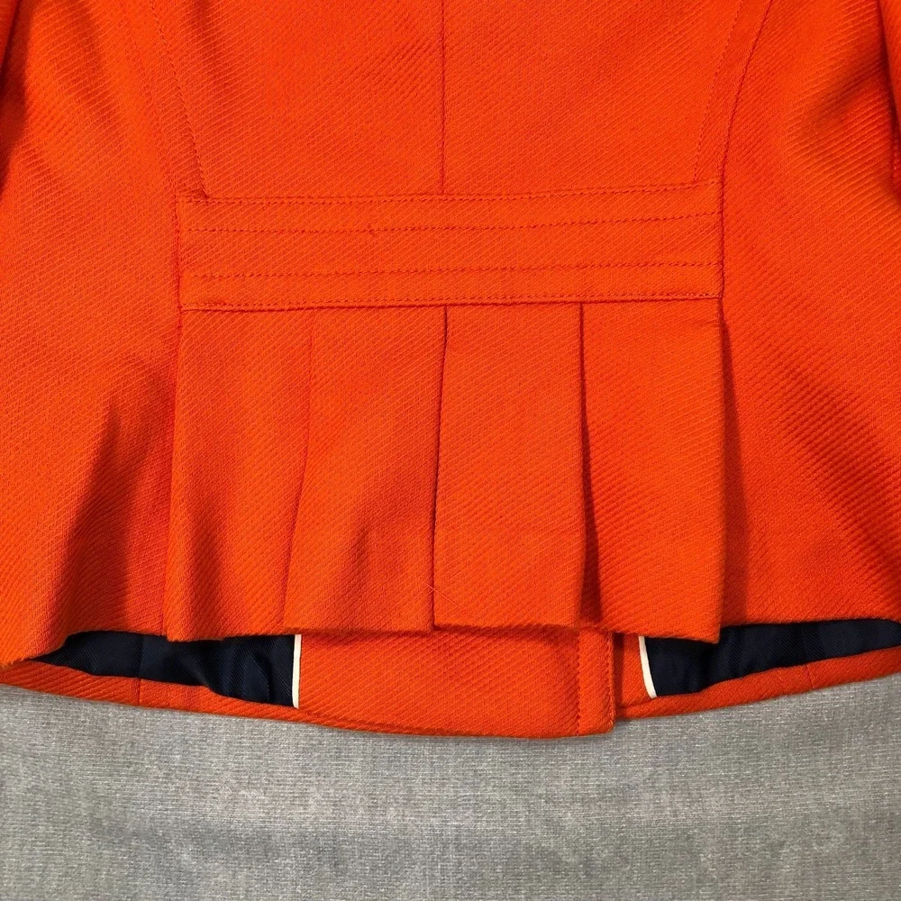 Banana Republic Jacket Women Small Orange Double Breasted Pea Coat Gold Buttons